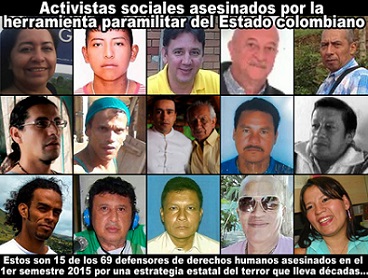 Resultado de imagen de Cada 5 días es asesinado un activista social en Colombia