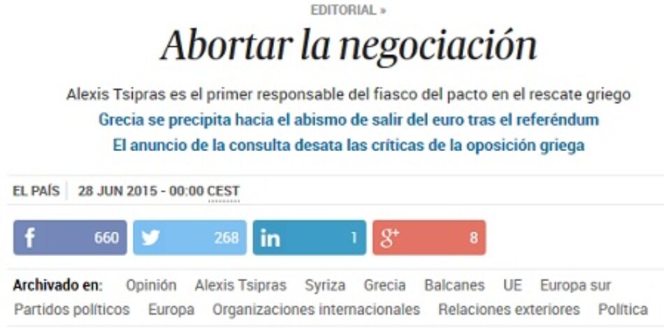 El País, portavoz de sus accionistas contra el referéndum y la democracia en Grecia
