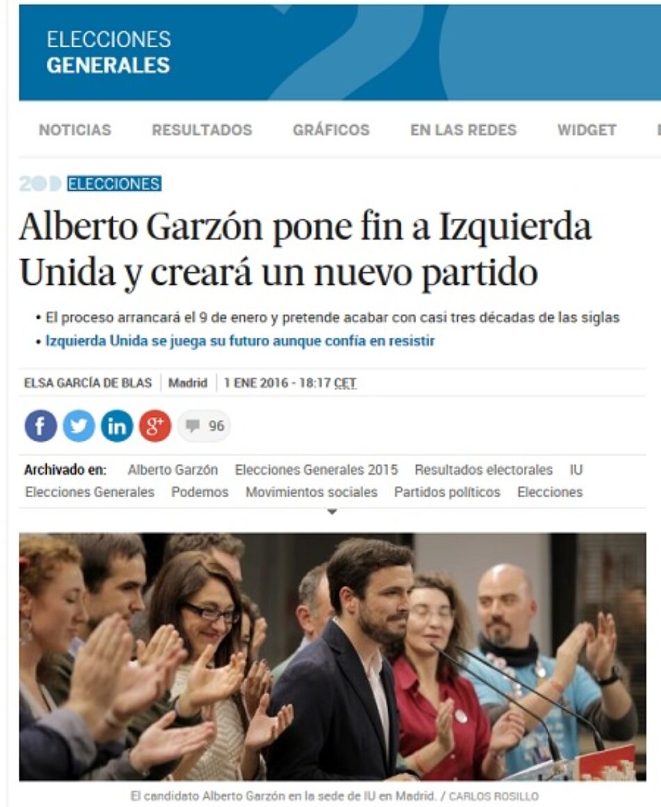 El País intenta poner fin a Izquierda Unida