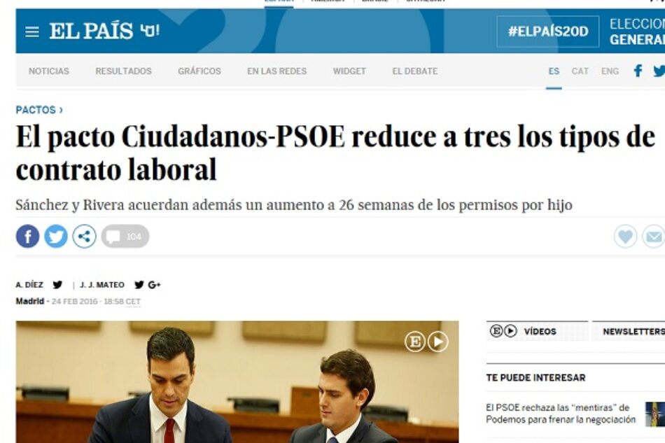 La propuesta de gobierno PSOE-Ciudadanos reduce la indemnización por despido