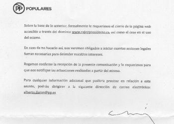 El PP pide por carta el cierre del dominio rajoypresidente.es y amenaza a «El Mundo Today» con «cuantas acciones legales fueran necesarias»