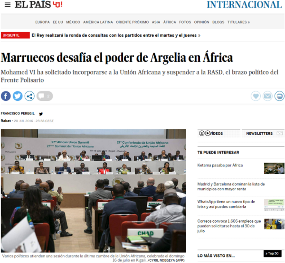 La noticia «Marruecos desafía el poder de Argelia en África» no es correcta