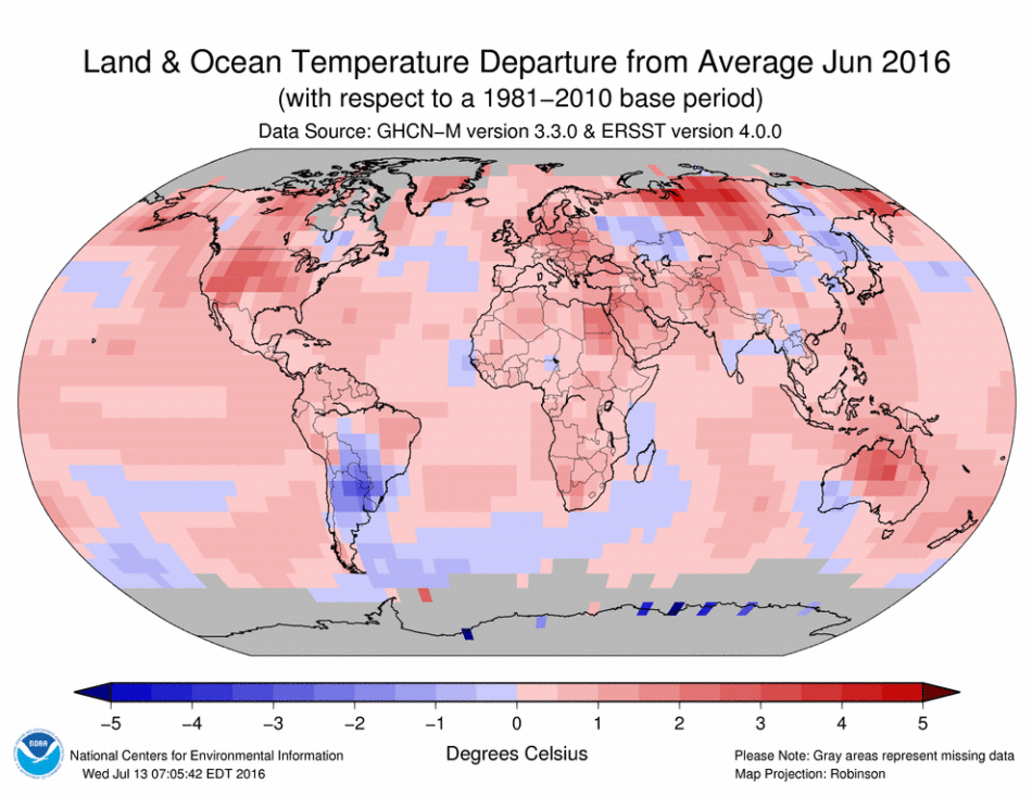 El clima mundial bate nuevos récords entre enero y junio de 2016