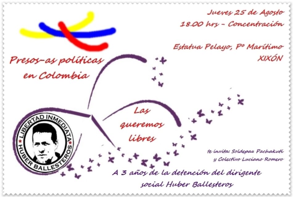 Concentración en Gijón por la amnistía de los presos políticos en Colombia