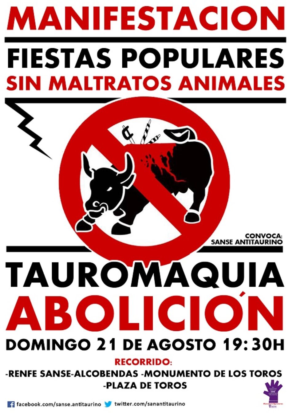 Manifestación ‘Sanse Antitaurino’: «Por unas fiestas populares sin maltratos animales»