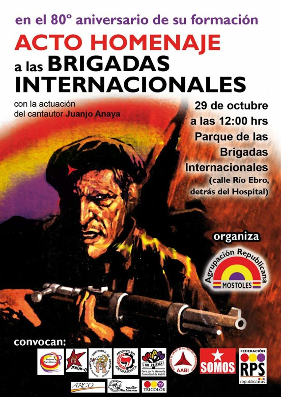 Organizan acto en Móstoles homenaje a las Brigadas Internacionales