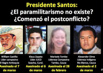 Colombia: grave incremento de asesinatos de líderes sociales