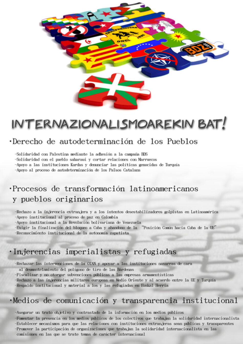Internazionalismoarekin bat!: campaña introduce internacionalismo en las elecciones vascas y pide apoyo a Cuba y Venezuela