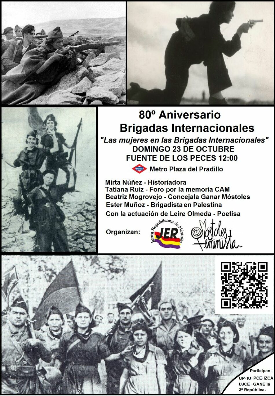 La Junta Estatal Republicana y Móstoles Feminista homenajearán a las mujeres de las Brigadas Internacionales