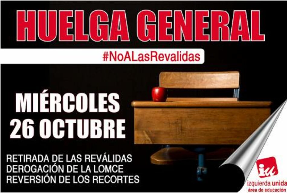 Izquierda Unida muestra su «total apoyo» a la huelga educativa del 26O contra las reválidas