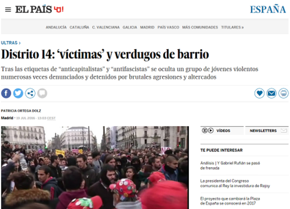 ‘El País’ condenado a rectificar una información tras la demanda del colectivo Distrito 14