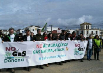 Exitosa marcha-manifestación contra el almacén de gas en Doñana, a pesar de la lluvia