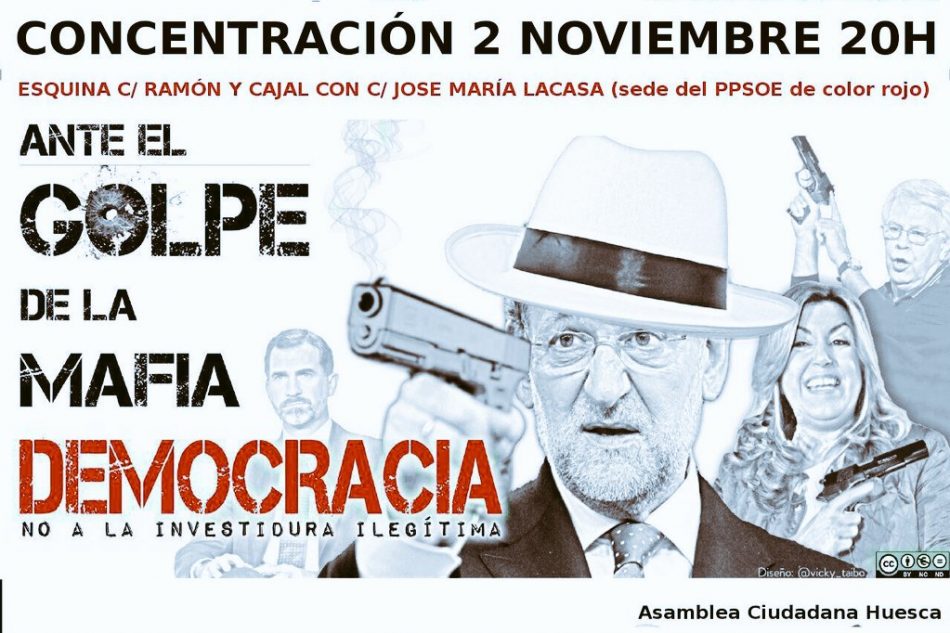 Convocan en Huesca una protesta por el “fraude al electorado” que supone la investidura de Rajoy