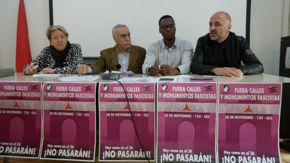 Numerosas organizaciones sociales exigen al ayuntamiento «la eliminación de la ciudad de Madrid de todas las calles, monumentos, placas o cualquier otro vestigio de significación franquista que sean de su competencia»