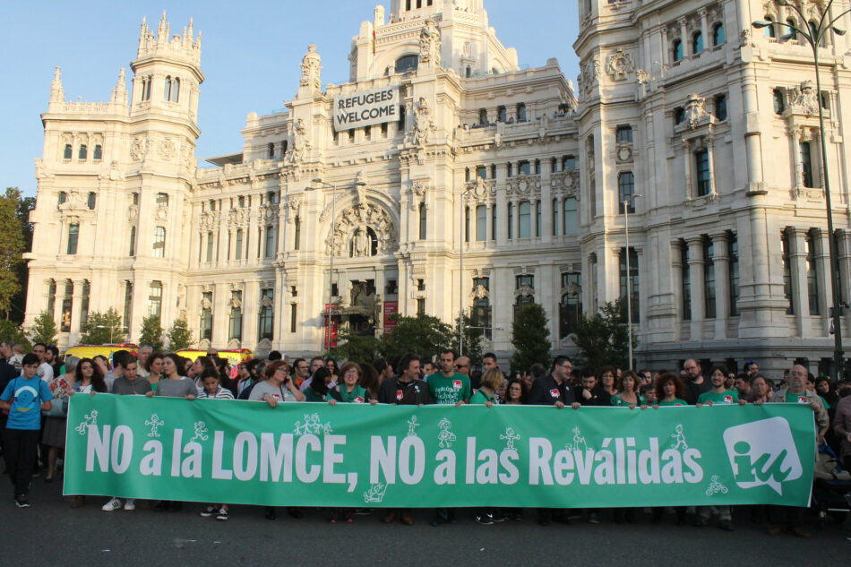 Izquierda Unida de Madrid apoya la nueva movilización estudiantil del próximo 24N contra la aplicación de las reválidas y para exigir la derogación de la LOMCE