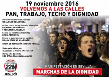 «Marchas de la Dignidad, volvemos a las calles»: el 19 de noviembre manifestación en Sevilla