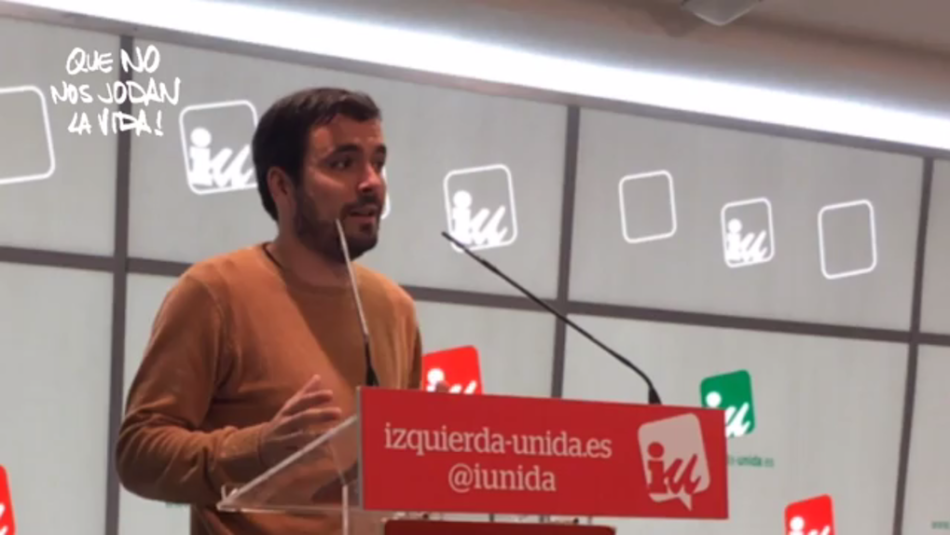 Garzón avisa que PSOE y C`s “son tan responsables como el PP” de los nuevos recortes y subidas de impuestos porque “están secuestrados ante su hoja de ruta económica”