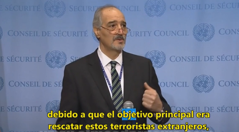 Bashar Al Jaafari, representante de Siria en Naciones Unidas, dio a conocer la identidad de los «agentes extranjeros» capturados en Alepo