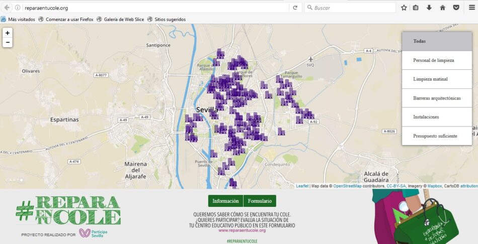 Participa lanza reparaentucole.org para evaluar el estado de los colegios públicos sevillanos