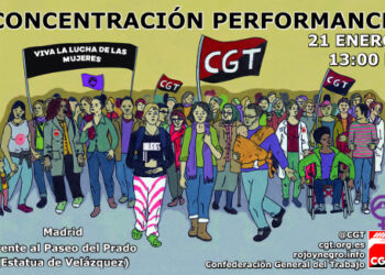 CGT organiza una performance contra las violencias machistas frente al Ministerio de Sanidad