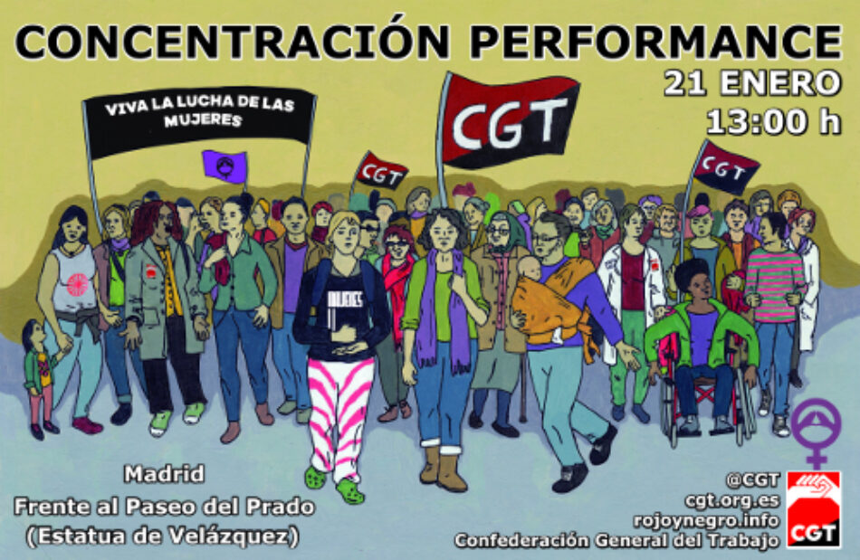 CGT organiza una performance contra las violencias machistas frente al Ministerio de Sanidad