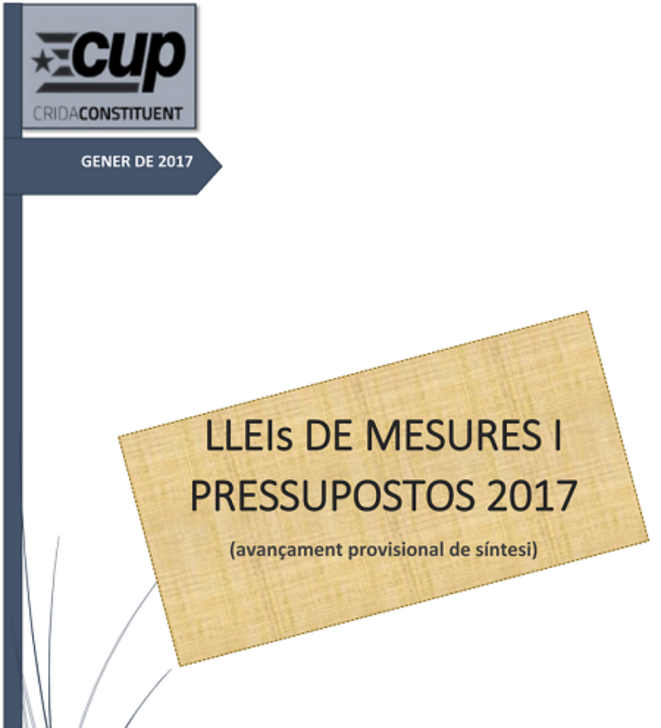 Avançament i síntesi de la lleis de mesures i pressupostos 2017