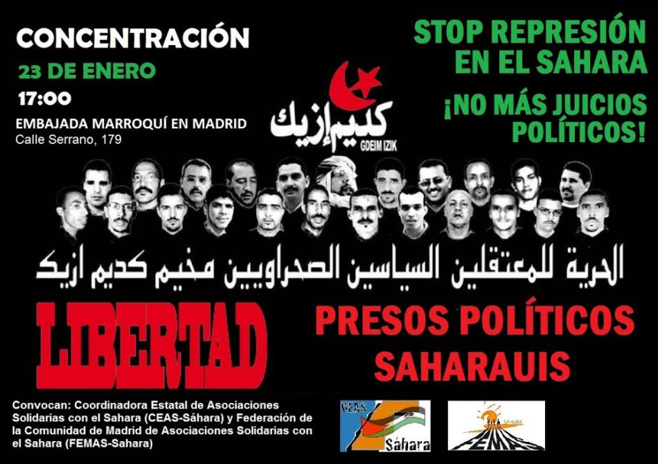 Concentración frente a la embajada de Marruecos en Madrid: «libertad presos políticos saharauis»