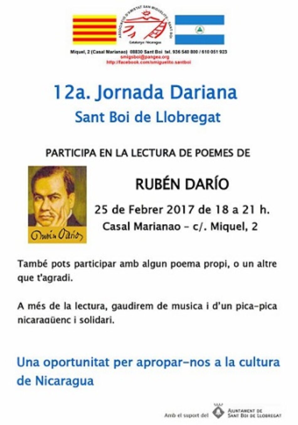 Solidaritat amb Nicaragua: 12a. Jornada Dariana de Sant Boi