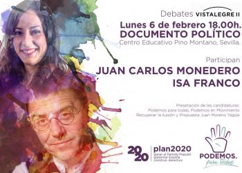 Isabel Franco y Juan Carlos Monedero defienden en Sevilla el documento político de Pablo Iglesias