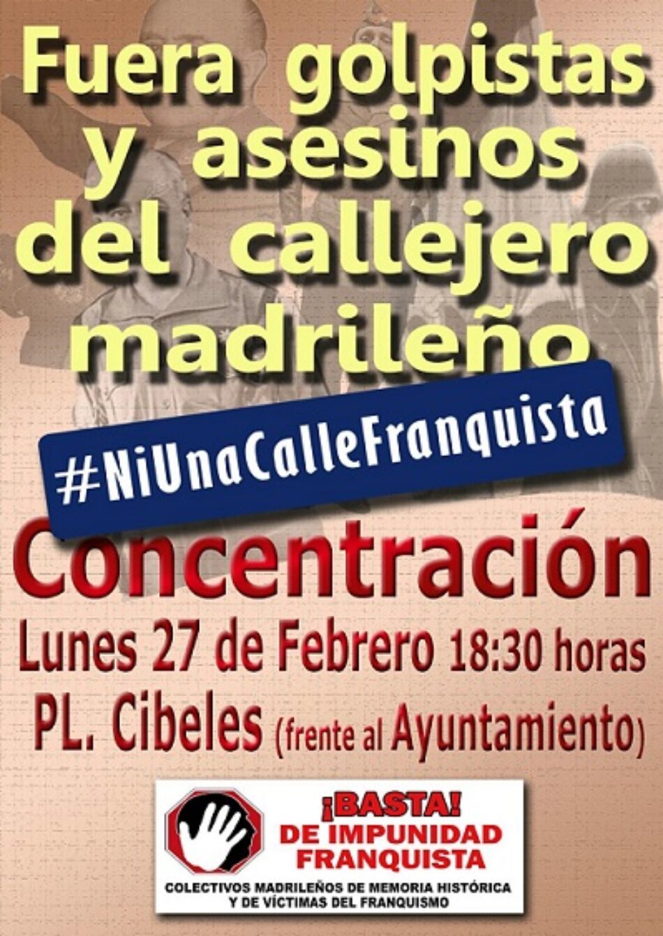 Protesta para la retirada de simbología franquista y el cumplimiento de la Ley de Memoria Histórica