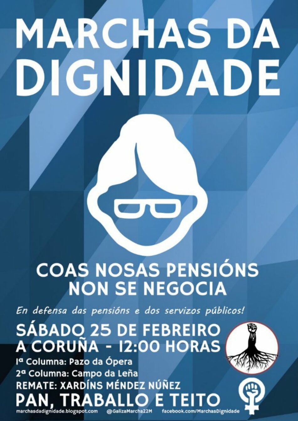 Esquerda Unida fai un chamamento á participación na mobilización das Marchas da Dignidade en defensa das pensións públicas este sábado 25 de febreiro