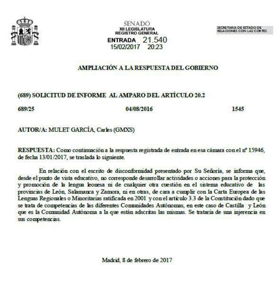 Gobierno centra vuelve a inhibirse en la protección de la lengua leonesa al considerarlo una injerencia en competencias autonómicas