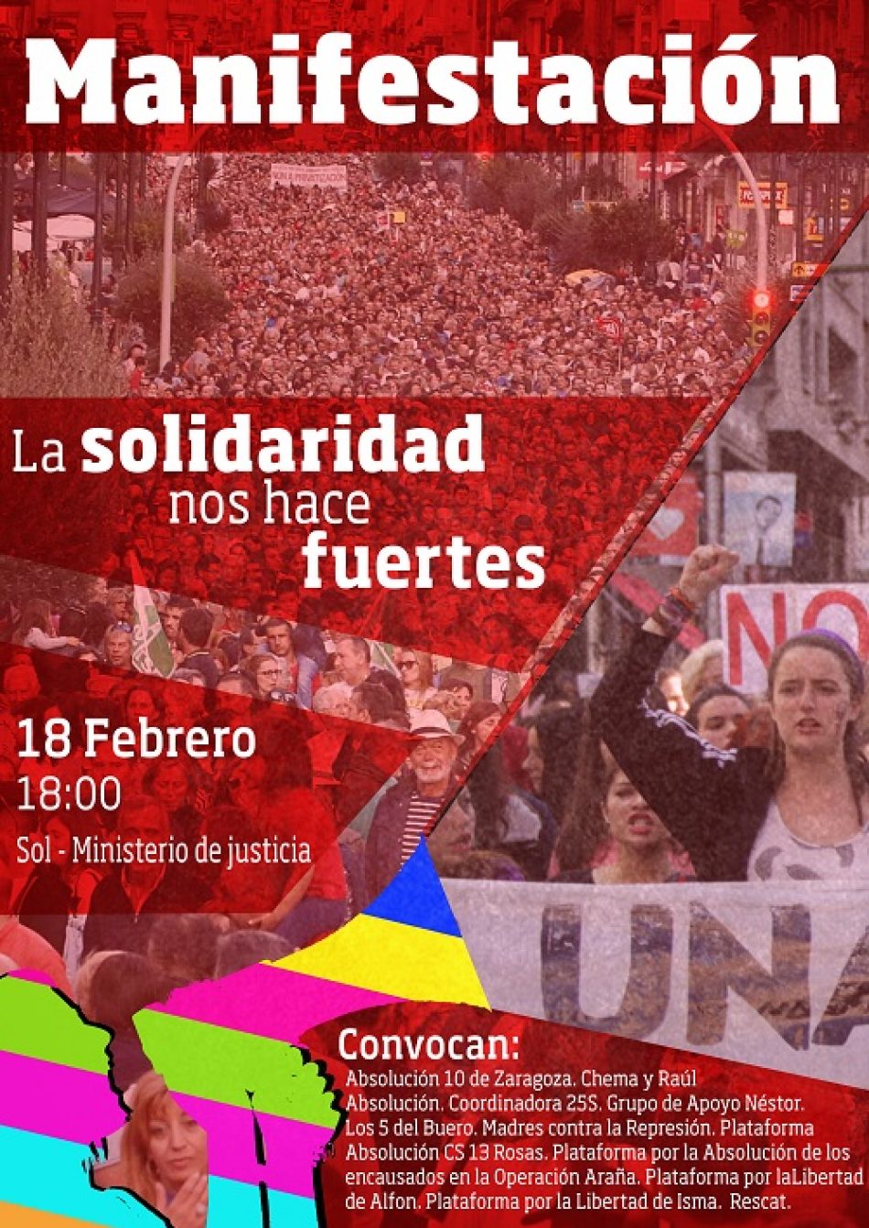 18-F, manifestación Antirrepresiva en Madrid: «la solidaridad nos hace fuertes»