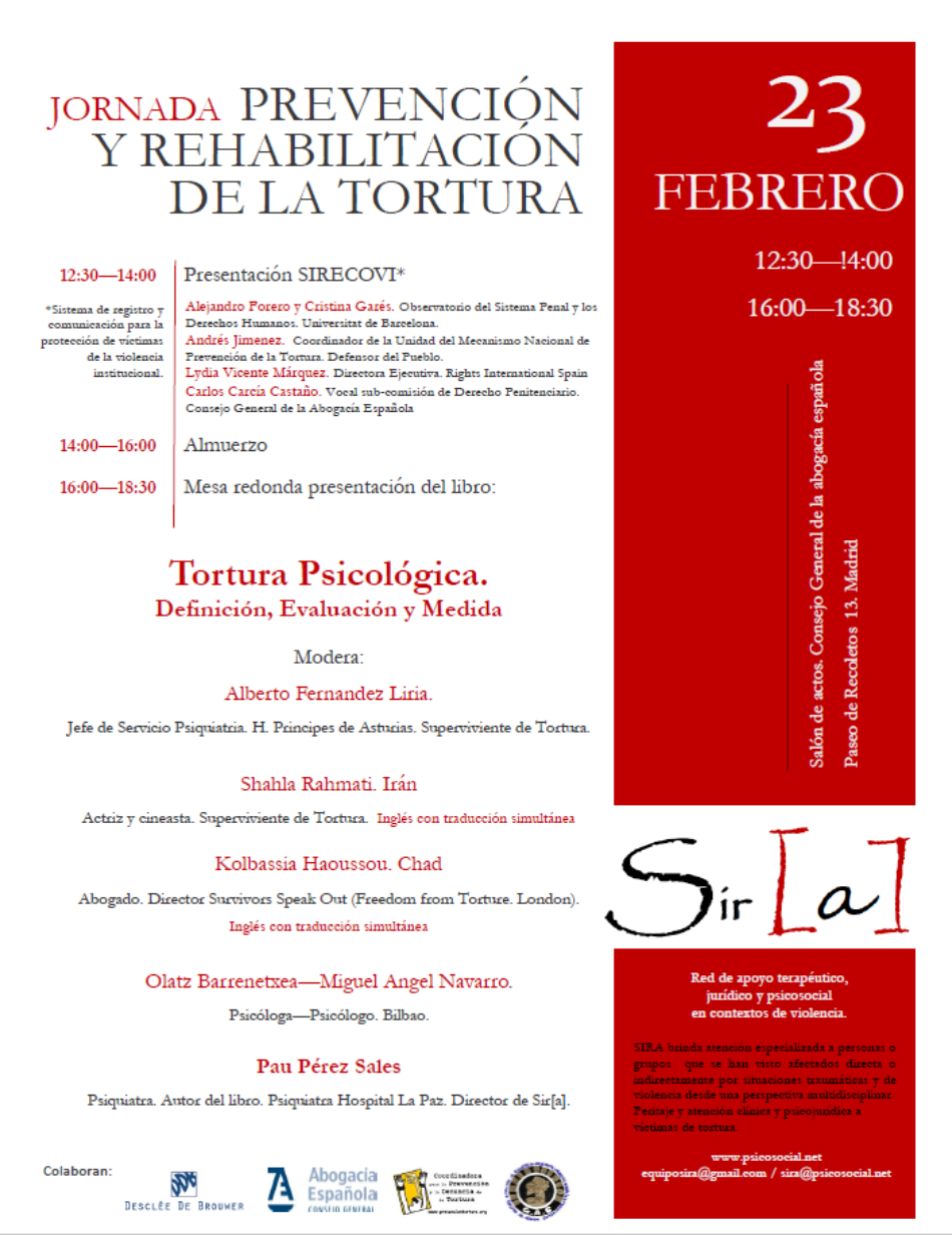 Jornada de Prevención y Rehabilitación de la Tortura