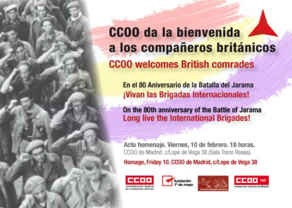 CCOO recibió a sindicalistas británicos en el 80 Aniversario de la Batalla del Jarama