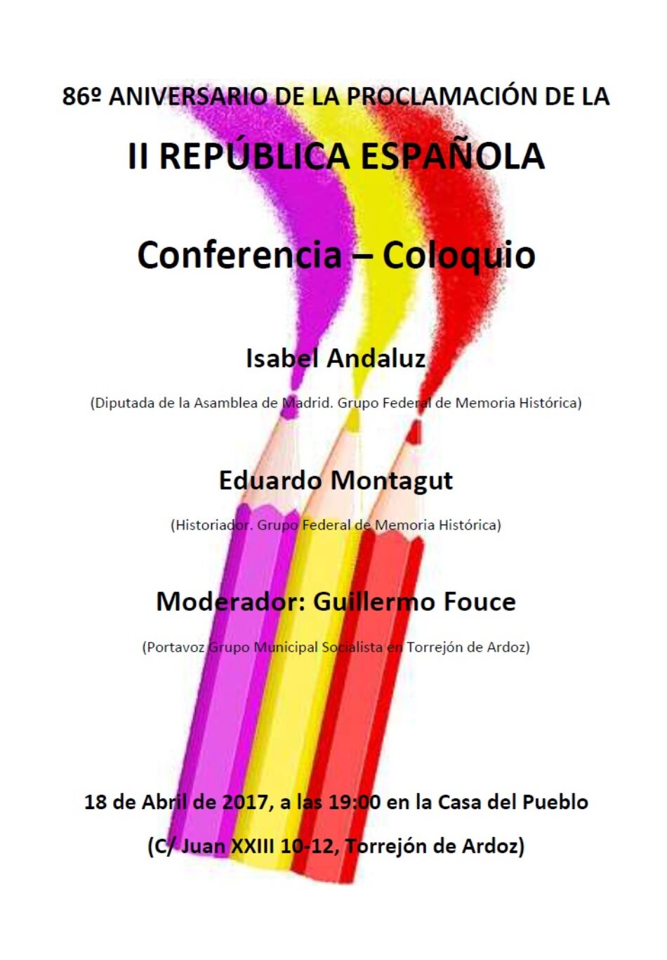 86º Aniversario de la proclamación de la II República en la Casa del Pueblo de Torrejón de Ardoz