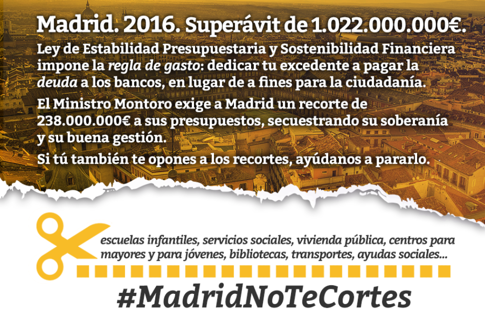 Ganemos Sanse apoya al Ayuntamiento de Madrid ante la exigencia del Gobierno de recortar 238 millones de euros