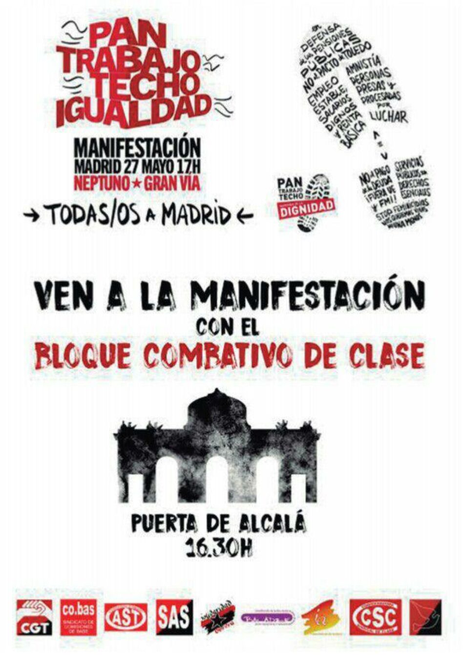 El Bloque Combativo de Clase llama a todas las trabajadoras a movilizarse el 27M en Madrid