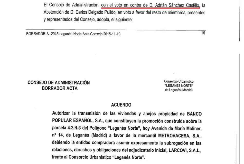 Leganemos vota en solitario contra la transmisión se viviendas a Metrovacesa en Leganés Norte