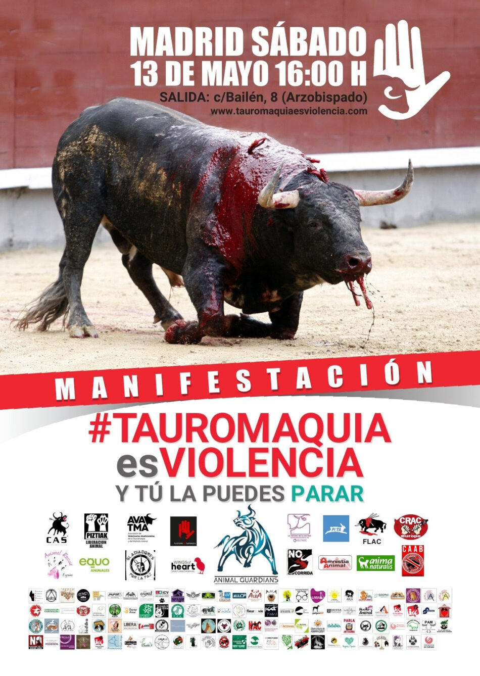 Manifestación #TAUROMAQUIAesVIOLENCIA el 13 de mayo