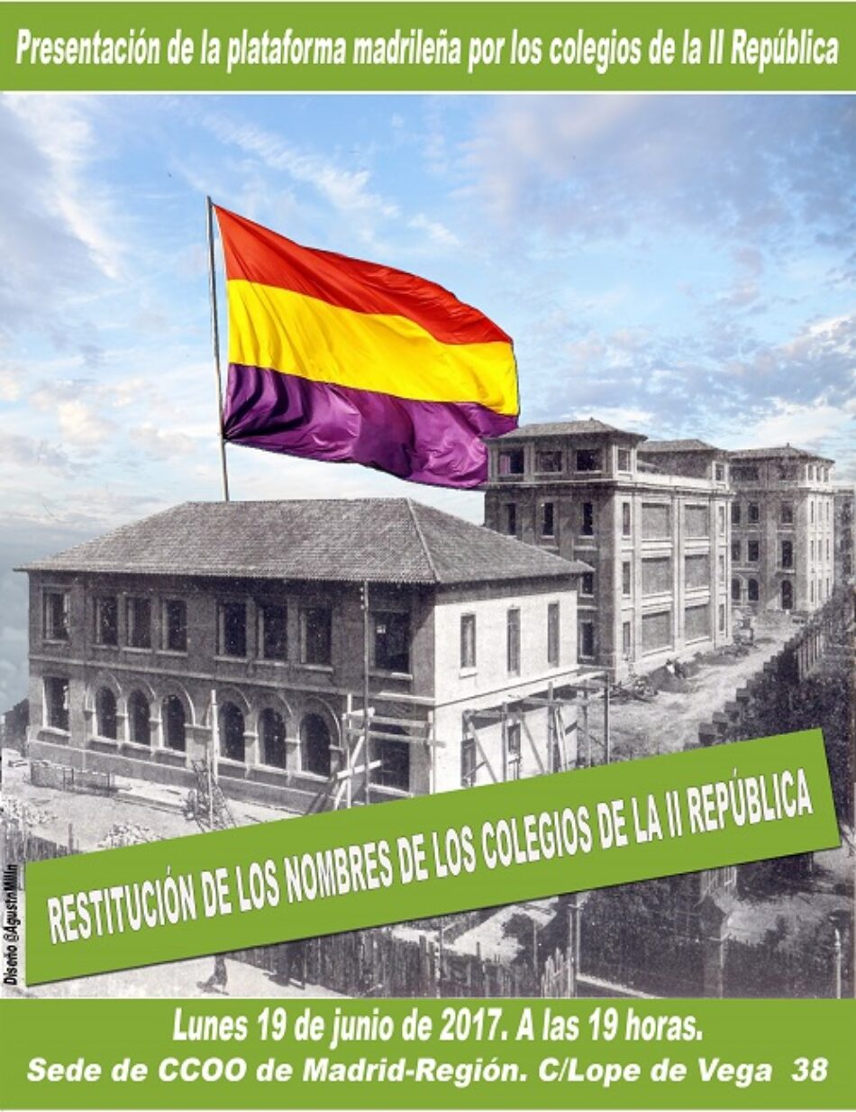 Presentación de la Plataforma madrileña por los colegios de la II República