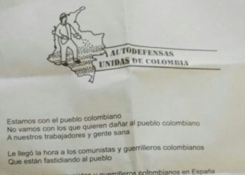 El PCA muestra solidaridad con refugiados políticos colombianos residentes en España amenazados de muerte por paramilitares