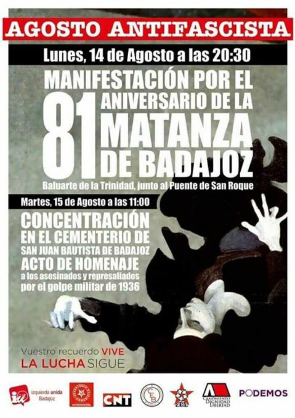 Manifestación por el aniversario de la matanza de Badajoz: 14 de agosto