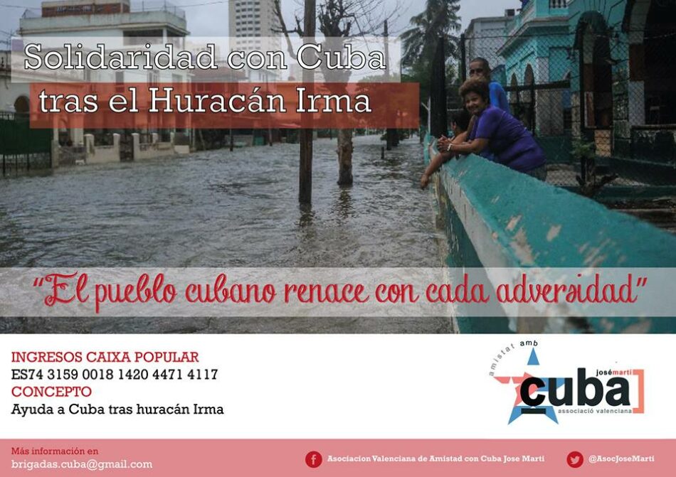 Campaña de solidaridad con Cuba tras el huracán Irma