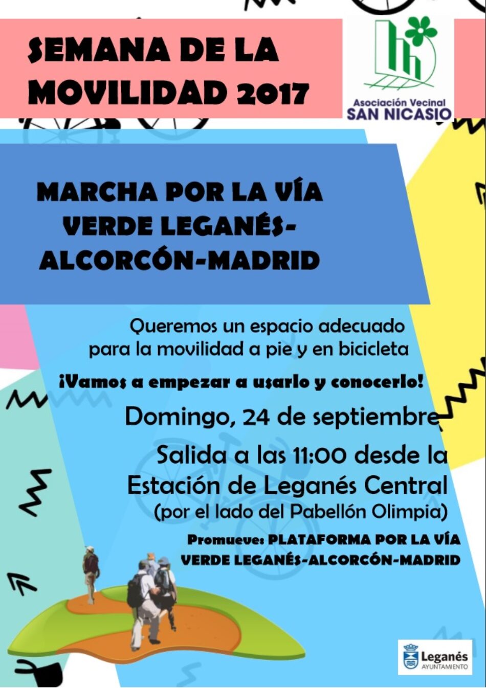 «Este domingo, marchamos para hacer realidad la vía verde Leganés-Alcorcón-Madrid»