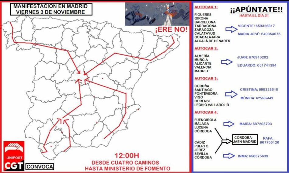 CGT convoca huelga en Unipost en todo el país contra el ERE y el cierre de la empresa, los días 31 de octubre, 3 y 10 de noviembre