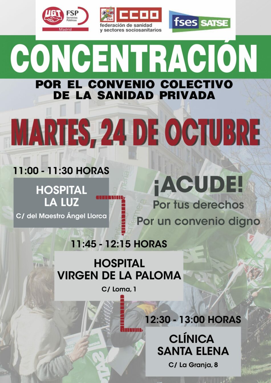 Sindicatos convocan concentraciones ante las puertas de tres hospitales en la zona del barrio de Vallehermoso