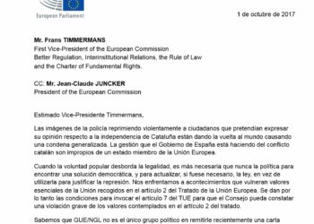 Podemos denuncia ante la  Comisión Europea la represión policial y reclama una solución democrática y política para Cataluña