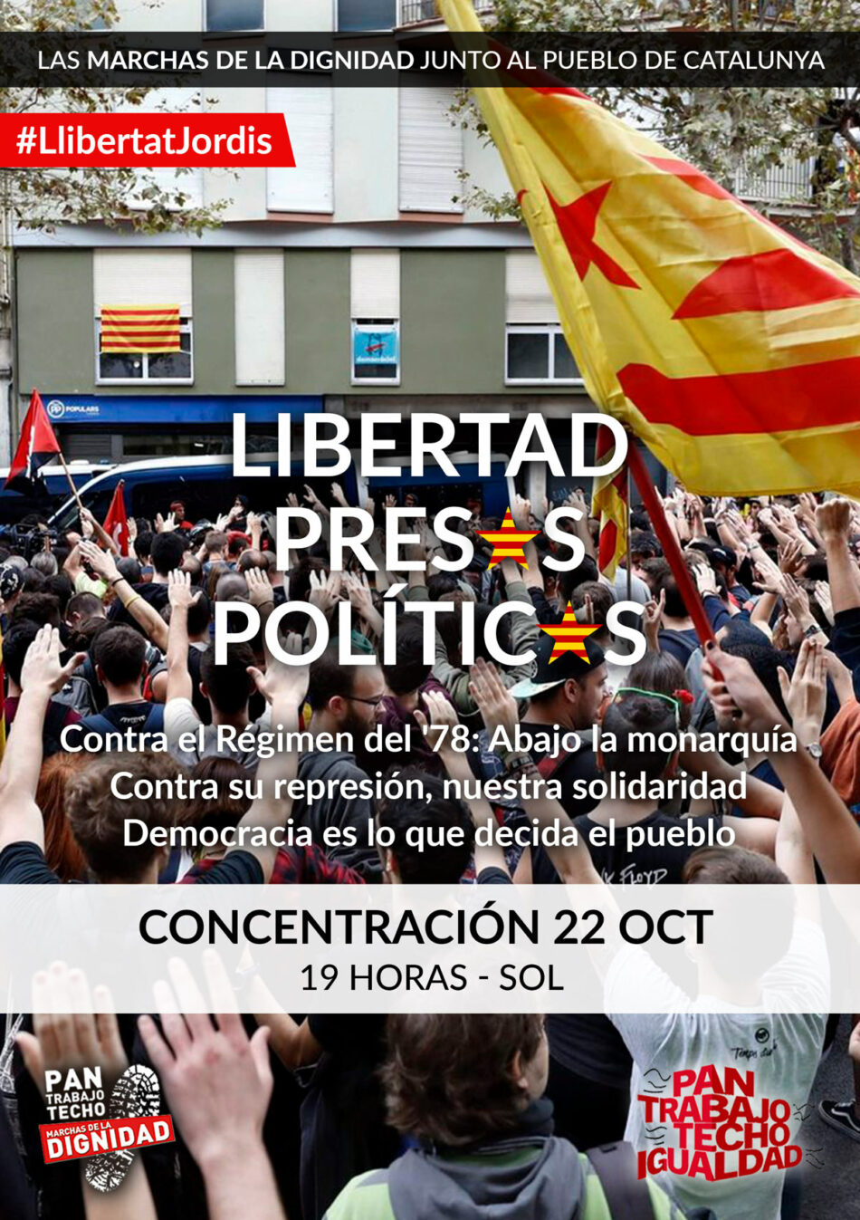 Las Marchas de la Dignidad convocan concentración en solidaridad con el pueblo de Cataluña y por la libertad de los presos políticos