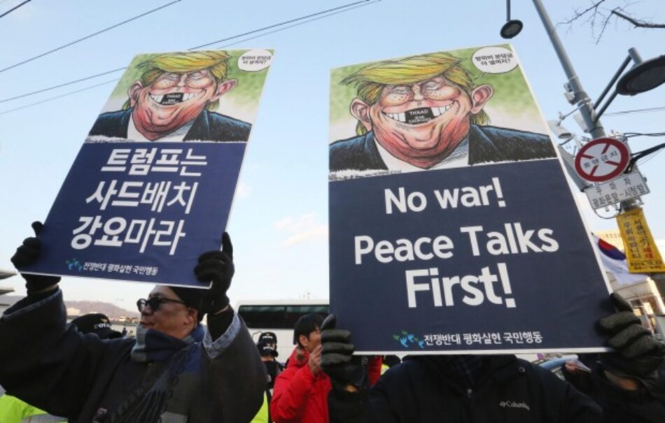 Protestan en Corea del Sur contra visita de Donald Trump